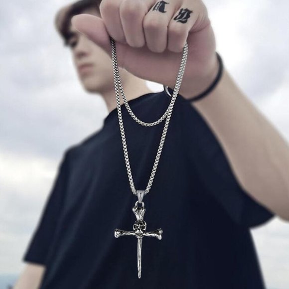❤️Style retro cast skull cross Halloween pendant necklace for men,N90201P… - Picture 7 of 8
